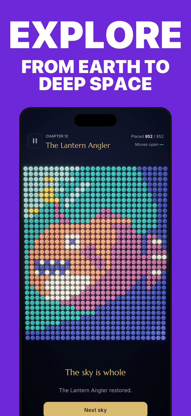 The Lantern Angler fully restored, 952 of 952 stars placed